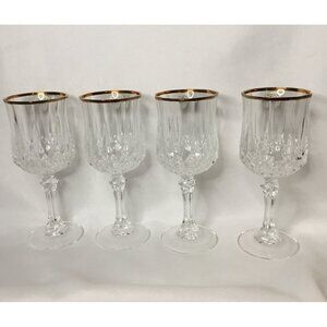 Cristal DArques Longchamp Gold Crystal Wine Glasses Set Of 4 With Gold Rim 17cl